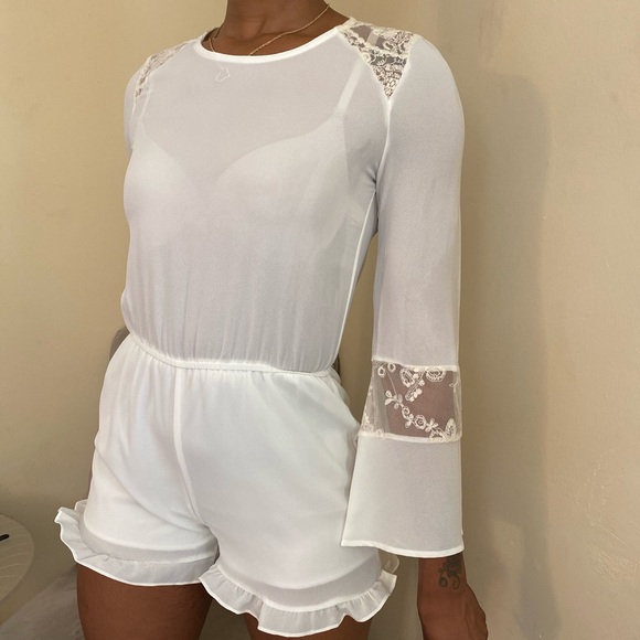 Romantic Lace White Romper - Picture 5 of 8